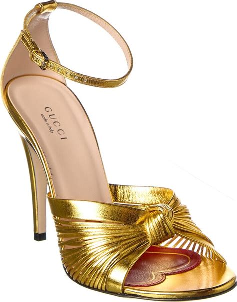 Gucci Women's Crawford Metallic Leather Sandals 